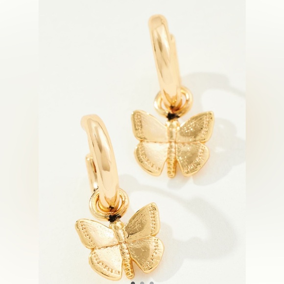 NWT Anthropologie Butterfly charm huggie hoop earrings - Picture 1 of 5